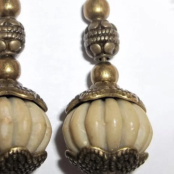 Sage Green and Brown Bronze Boho Earring Set Dangle Beaded Jewelry Gift NWT 6988 - Picture 4 of 9